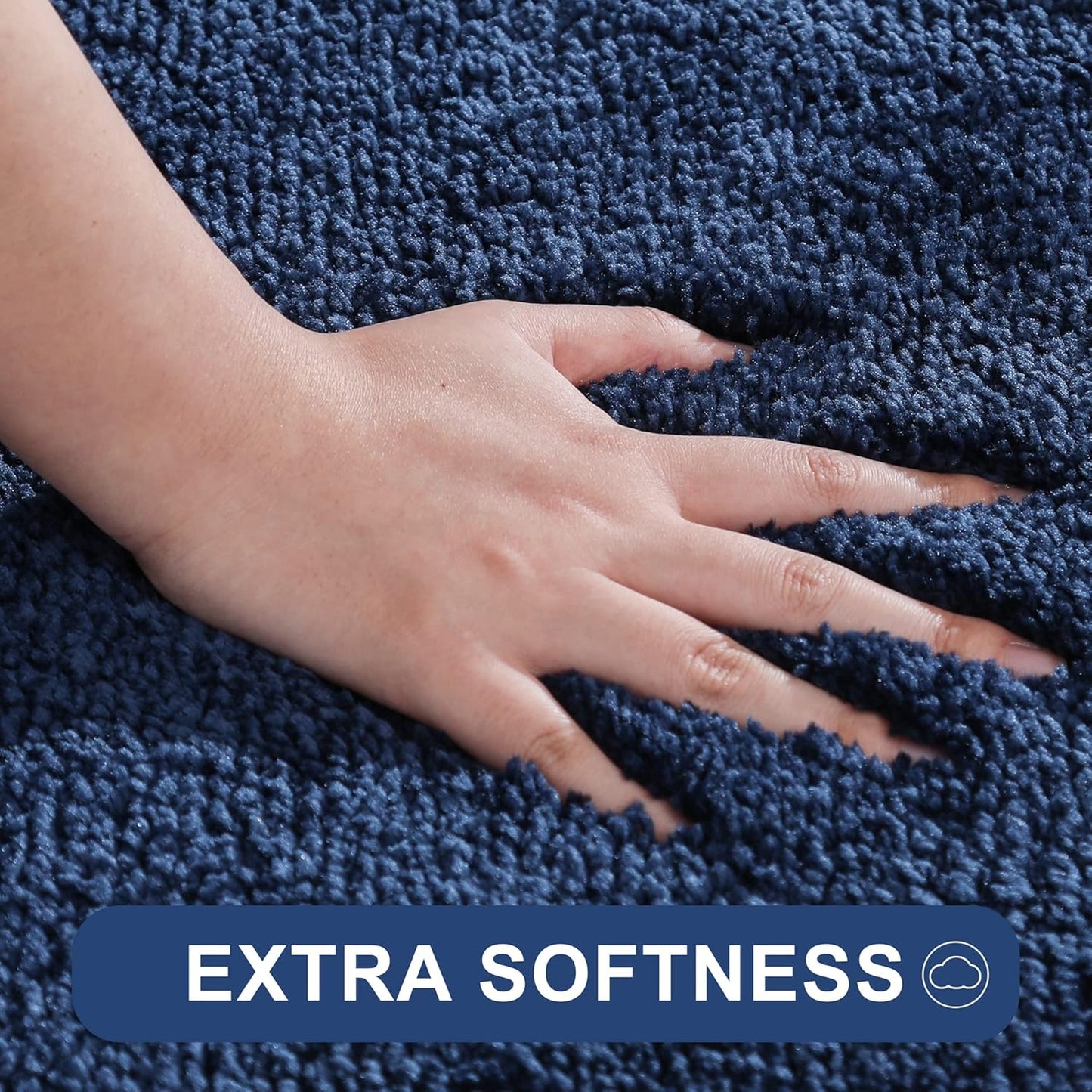 COSY HOMEER Extra Thick Bath Rugs for Bathroom - Anti-Slip Bath Mats Soft Plush Yarn Shaggy 100% Strong Mirco Polyeste Mat Living Room Bedroom Mat Floor Water Absorbent(Navy,16x24 - Inches)