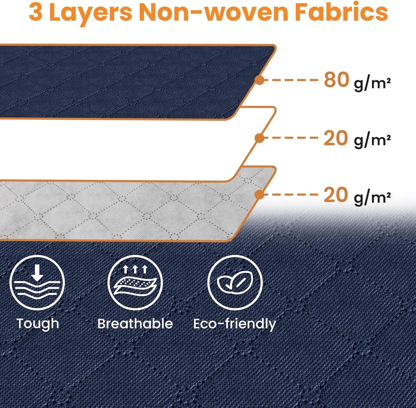 Fab totes 24 Gallons Clothes Storage, Foldable Thick Fabric Blanket Storage Bags, Containers for Organizing Bedroom, Closet, Clothing, Comforter, Organization with Handle (8 Pack,Blue)