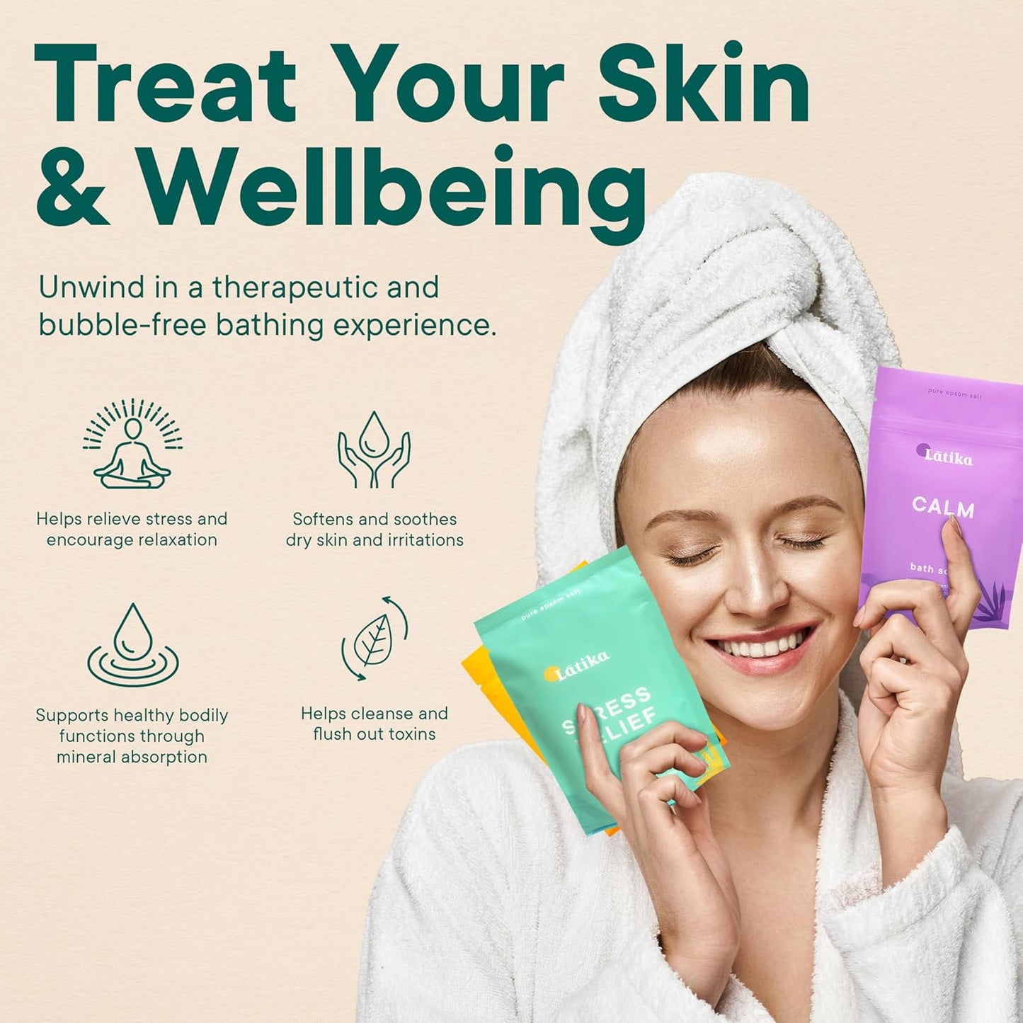 Bath Soaks Set of 3 – Epson Salts for Soaking, Muscle Recovery & Skin Nourishment with Essential Oils | Relax, Rejuvenate & Destress | Lavender Mint, Vitamin C & Grapefruit