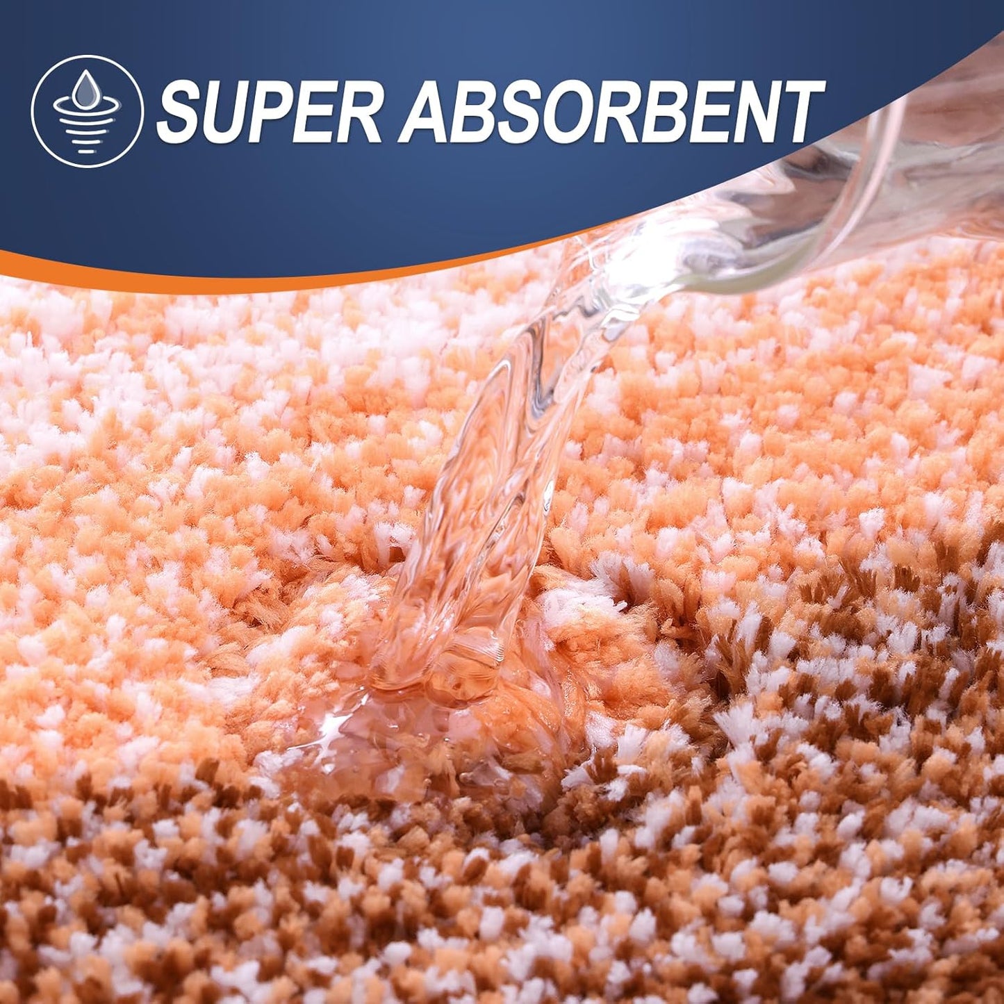 OLANLY Luxury Toilet Rugs U-Shaped 24x20, Extra Soft and Absorbent Microfiber Bathroom Rugs, Non-Slip Plush Shaggy Bath Mat, Machine Wash Dry, Contour Bathroom Mats for Toilet Base, Orange