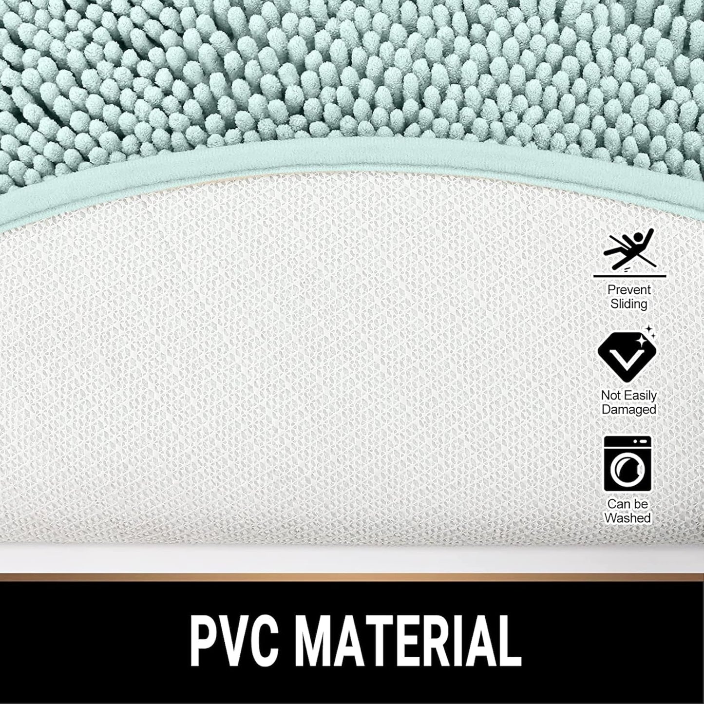 MAYSHINE Round Area Rug Set for Bathroom | Soft Plush Chenille Bath Mat, Water Absorbent Non-Slip Bathroom Rug | Washable Shag Carpet for Shower, Bedroom, or Home Décor | 36"x36" (Round) | Spa Blue