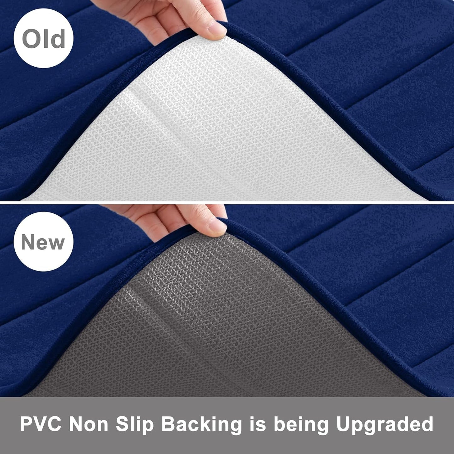 Buganda Memory Foam Bath Mat, 30" x 20", Ultra Soft and Non-Slip Bathroom Rugs, Water Absorbent and Machine Washable Bath Rug for Bathroom, Shower, and Tub, Navy Blue