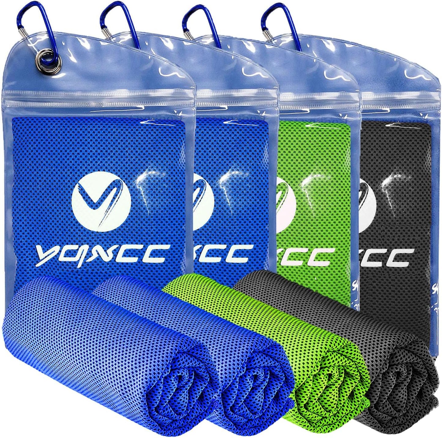 YQXCC Cooling Towels | 4 Pack 47"x12" | Ice Cool for Neck | Microfiber Soft Breathable Chilly | for Yoga, Sports, Golf, Gym, Camping, Running, Fitness, Workout & More Activities