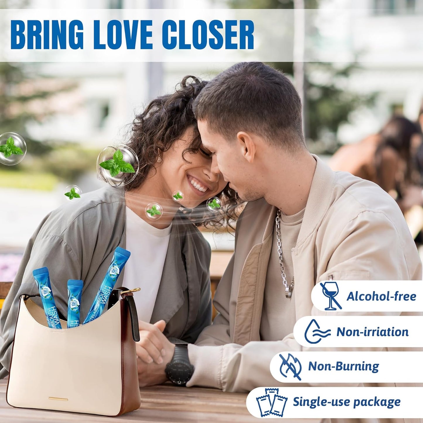 Portable Travel Size Mouthwash Packets - TSA-Approved Mini Mint Mouthwash for Adults, Alcohol & Fluoride-Free Oral Care for Air Travel, Dates & Office, 10 Individually Wrapped 0.4oz Packs