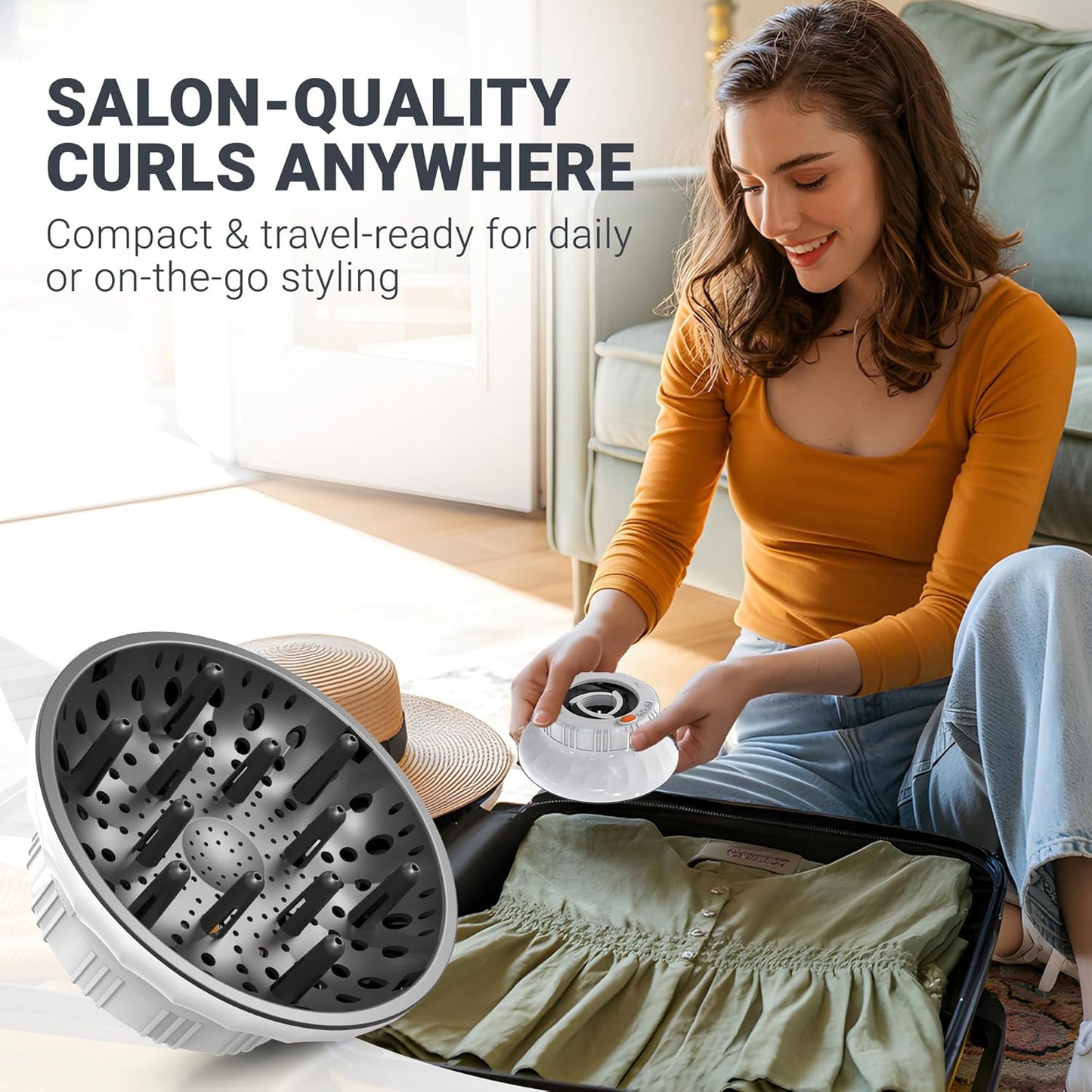 Universal Hair Diffuser for Blow Dryer - Fits All 1.4-2.4 inch Dryers, Professional Ionic Diffuser Attachment for Curly/Wavy Hair, Reduces Frizz & Enhance Curls, Lightweight, Travel-Friendly (white)