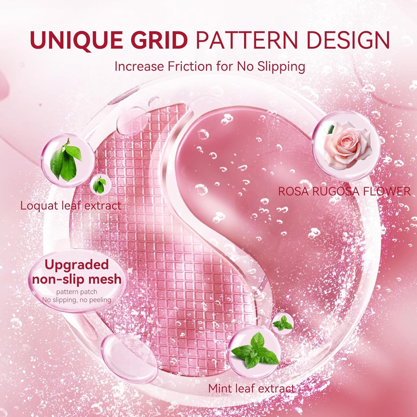 BREYLEE Rose Eye Mask– 60 Pcs, Under Eye Patches, Patches For Puffy Eyes,Hydrates, Improves And Firms The Eye Area, Suitable For Both Women And Men.