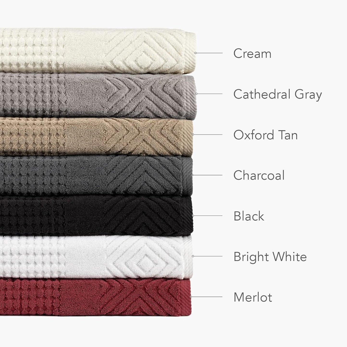 Texere 100% Organic Cotton Diamond Jacquard 700 GSM Luxury Bath Towel Sets - Ultra Soft and Absorbent Hotel and Spa Quality (Diamond, Merlot, 2 Bath Towels)