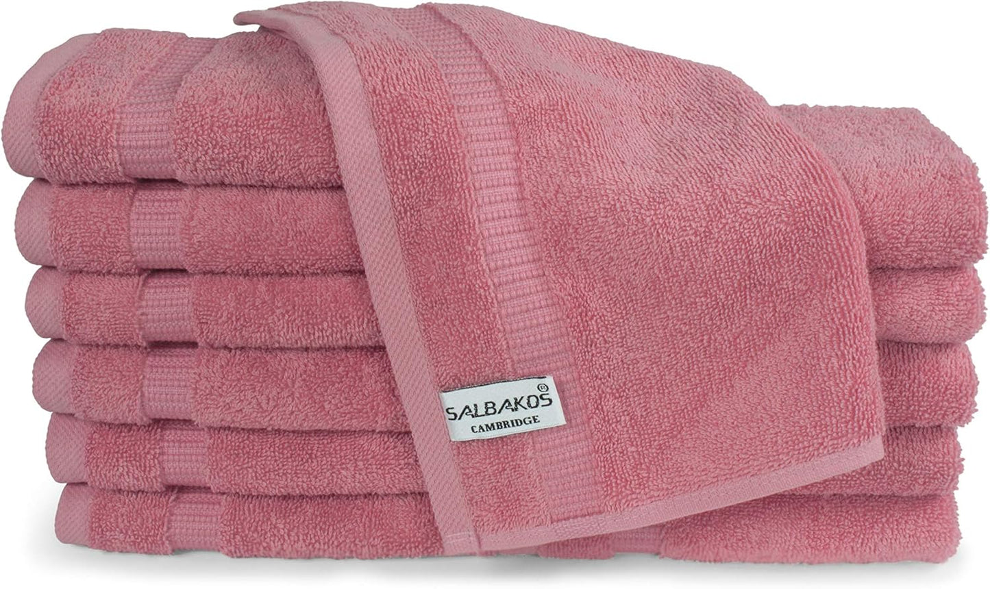 SALBAKOS 100% Turkish Cotton Washcloth Set of 12 13x13 inch | Heirloom Quality | Hotel & Spa Collection | Ultra Soft, Super Absorbent, Washcloth Towels | Made in Turkey (Rose, 12 Washcloths)