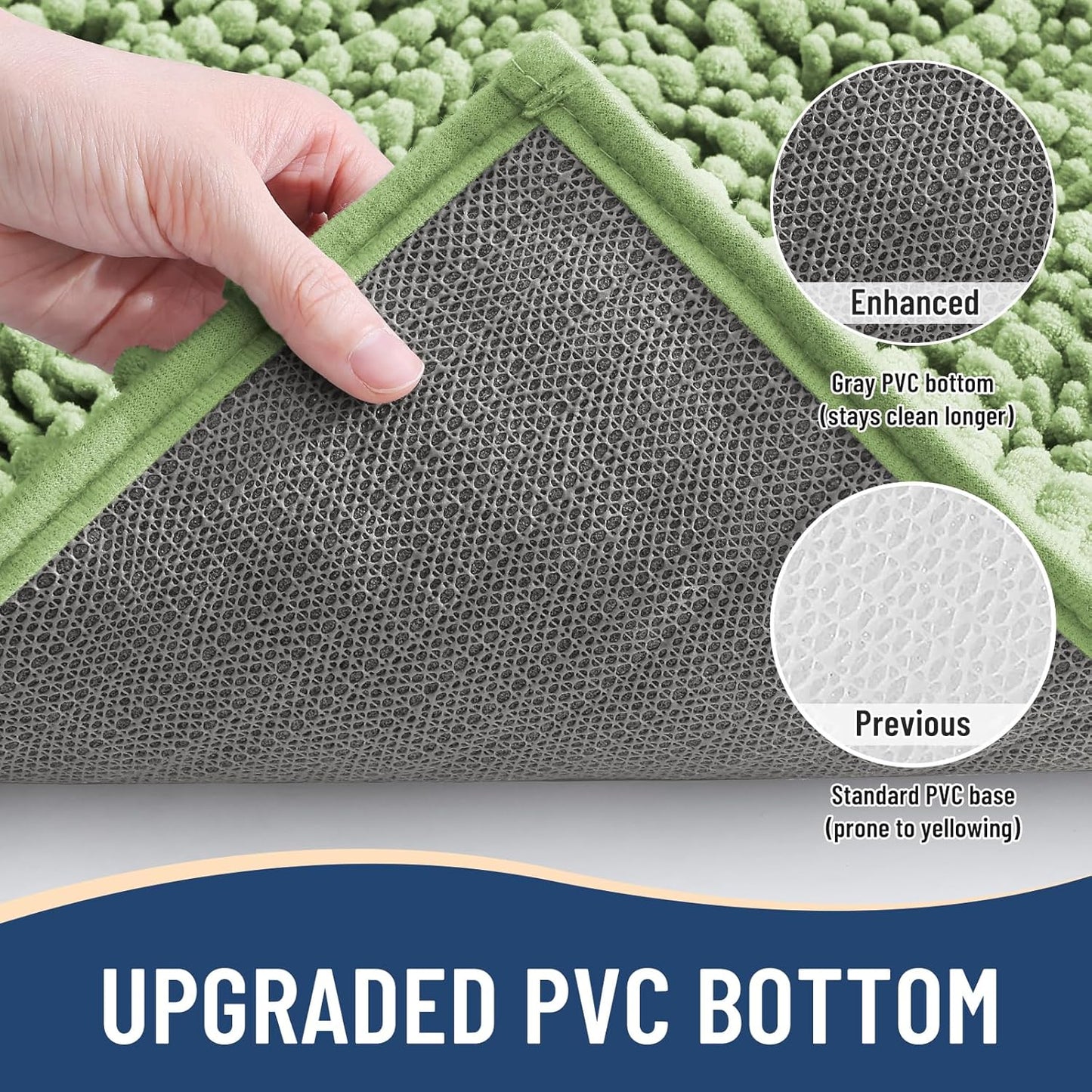 Arotive Luxury Chenille Bathroom Rug Mat, Extra Soft Thick Absorbent Shaggy Bath Rugs, Non-Slip Machine Wash Dry, Plush Bath Mats for Bathroom, Shower and Tub, 47x32, Sage Green