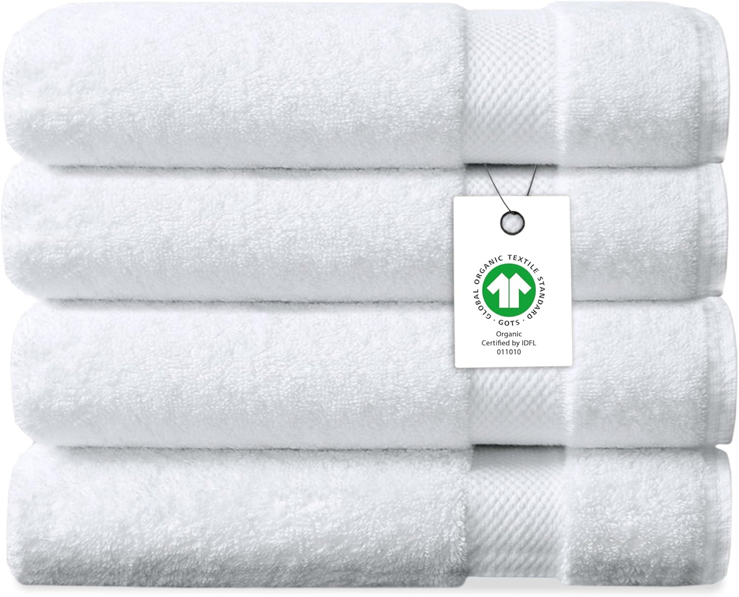 Delara Organic Cotton Luxuriously Plush Bath Sheet Pack of 4 | GOTS & OEKO-TEX Certified | Premium Hotel Quality Towels | Feather Touch Technology|650 GSM Long Staple|Soft, Quick Dry & Ultra-Absorbent