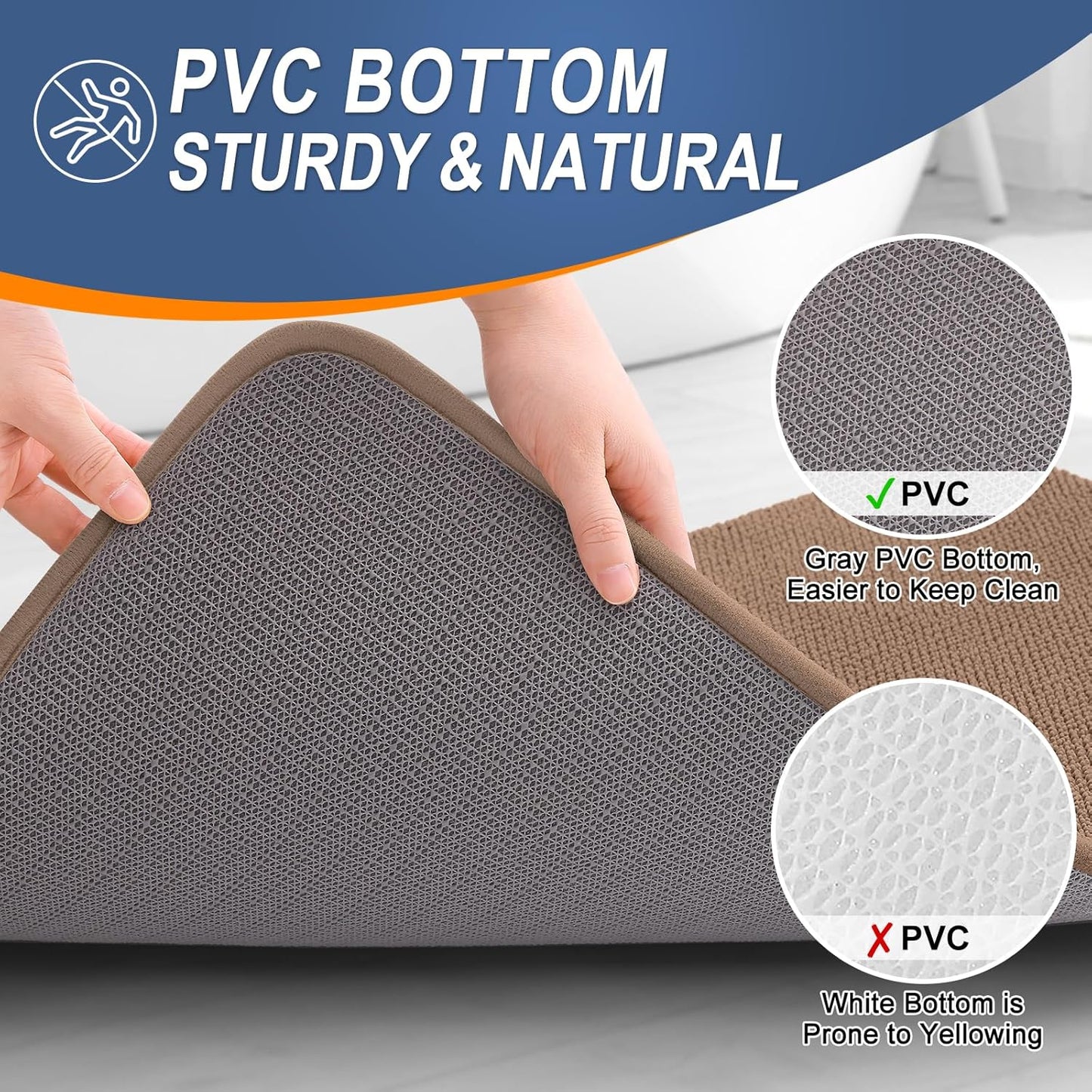 OLANLY Thick Memory Foam Bath Mat Rug 30x20, Extra Soft Absorbent Bathroom Rug, Quick Dry Bath Mats, Non-Slip, Machine Washable Carpet for Bathroom, Tub and Shower, Home Decor Accessories, Mocha