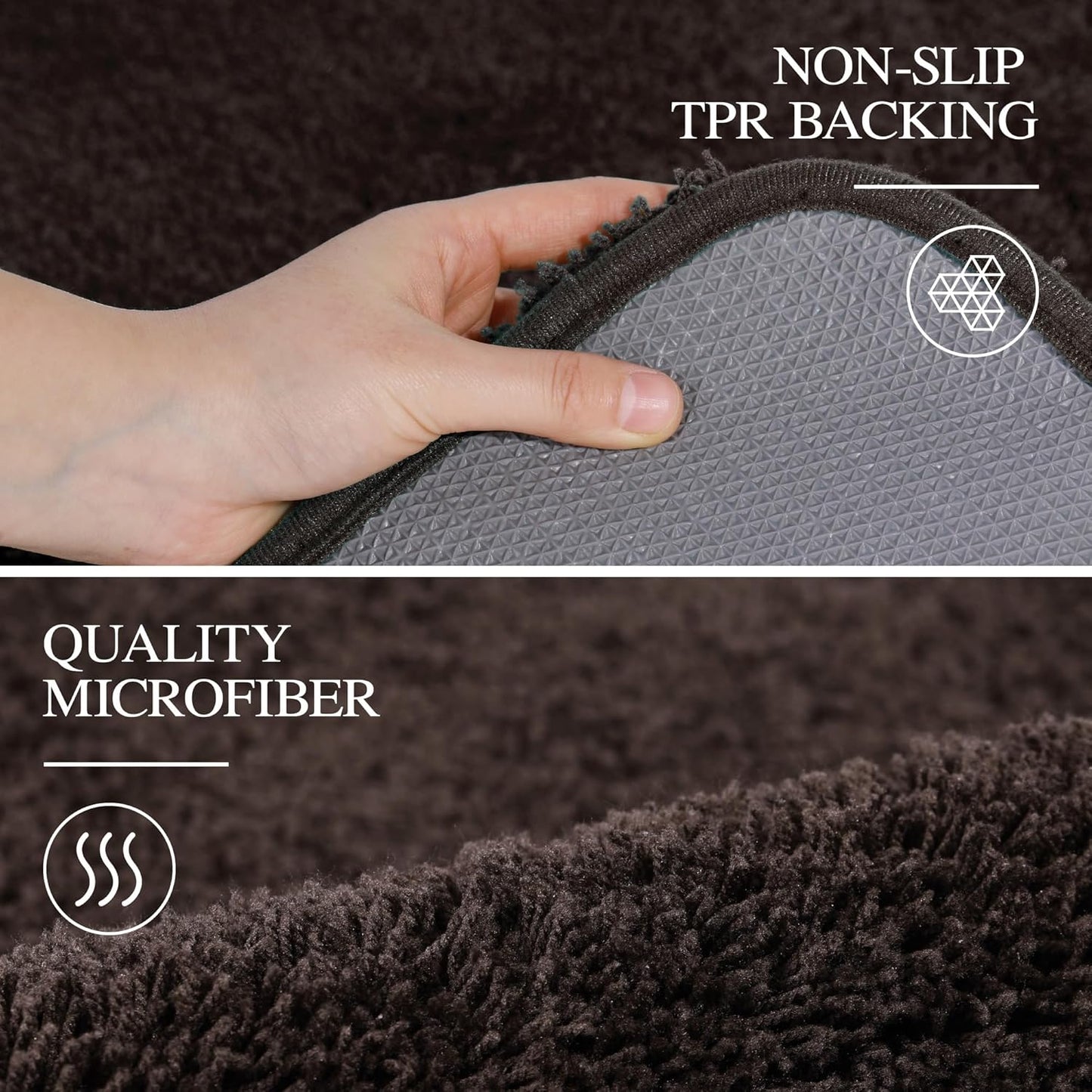 Walensee Large Bathroom Rug (24 x 40, Brown) Extra Soft and Absorbent Shaggy Bath Mat Machine Washable Microfiber Non Slip Luxury Floor Mat