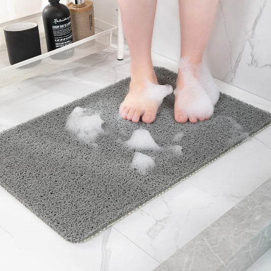 Non-Slip Shower Mat Bathtub Mat for Bath Tub,Anti Slip Bath Tub Mat,Floor Mat,Soft PVC Loofah Bathroom Mats,Foot Scrubber Mat,Quick Drying Easy Cleaning Mats for Wet Areas（40 * 16 Grey）