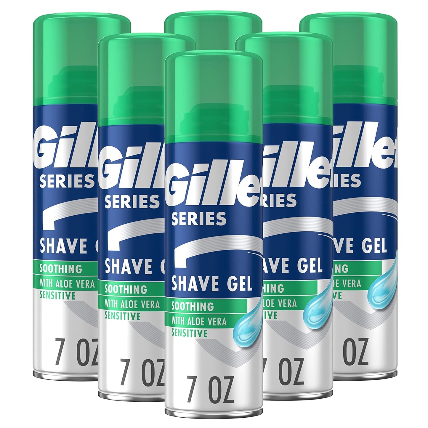 Gillette Series 3X Sensitive Shave Gel, Hydrates, Protects and Soothes Sensitive Skin, 7 Ounce (Pack of 6)