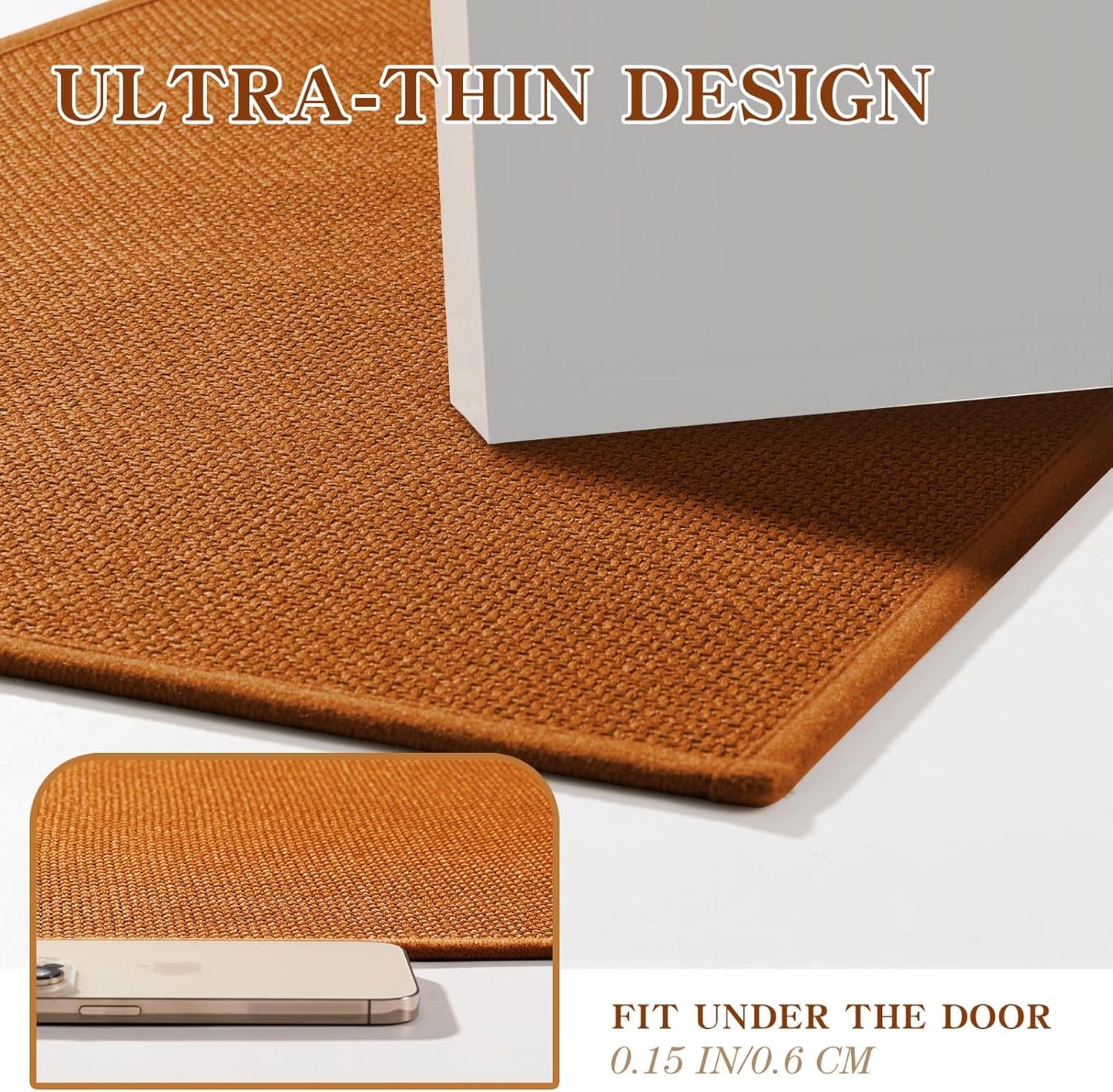 chakme Bathroom Rugs Mat 36x24, Ultra Thin Non Slip Bath Mat Large Quick Dry Absorbent Bath Mat for Bathroom, (Orange, 36"x24")