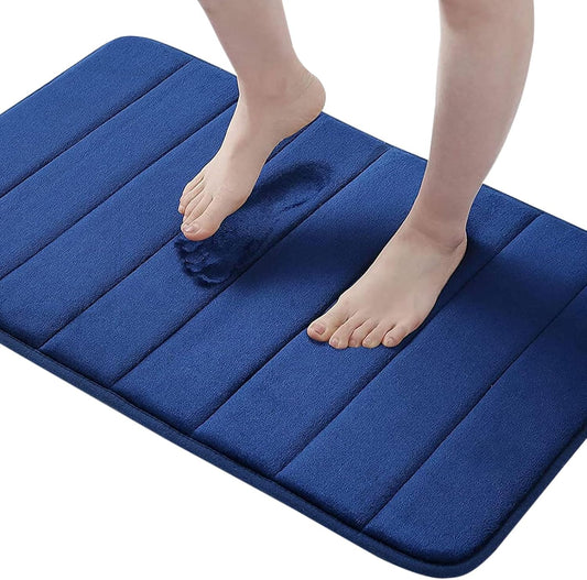 Buganda Memory Foam Bath Mat, 24" x 16", Ultra Soft and Non-Slip Bathroom Rugs, Water Absorbent and Machine Washable Bath Rug for Bathroom, Shower, and Tub, Navy Blue