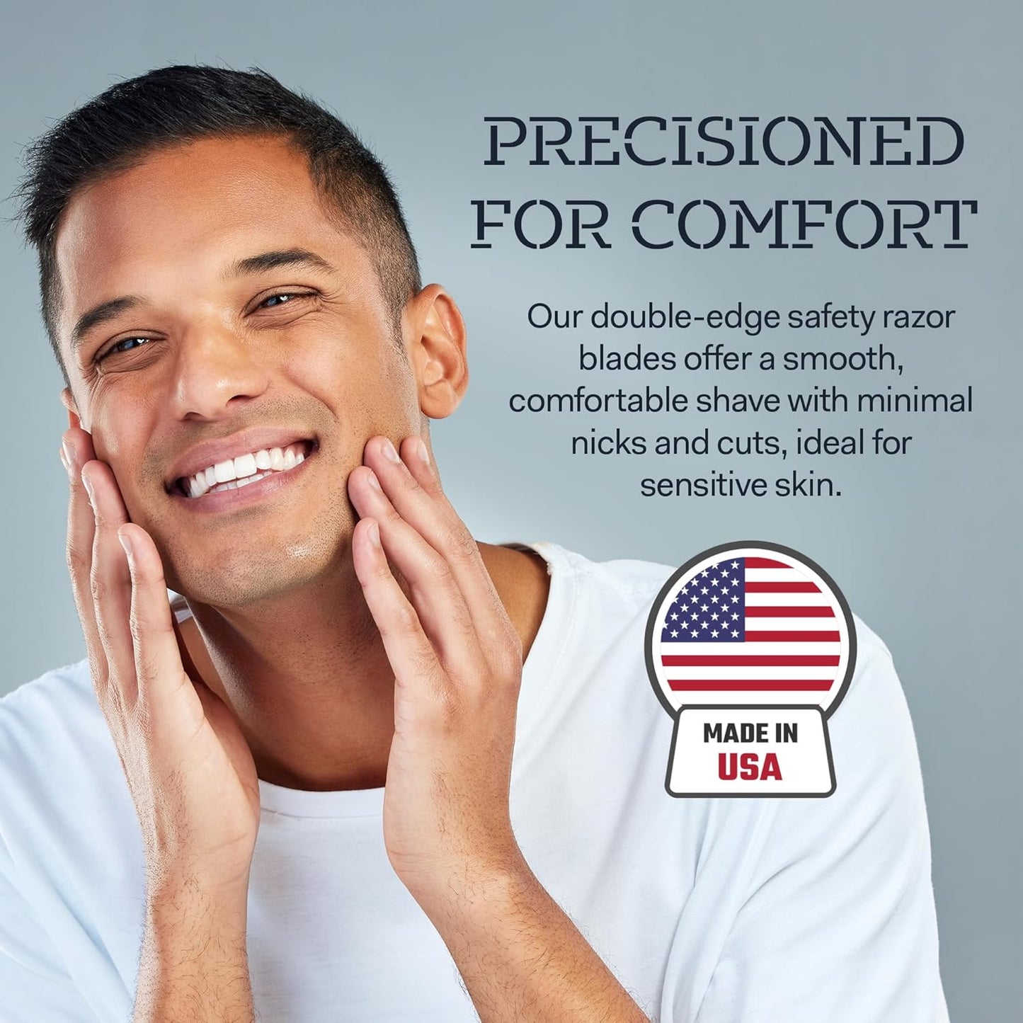 Made in USA Double Edge Razor Blades (50-Pack) – Stainless Steel, Smooth & Sharp | Fits All DE Safety Razors | Battle Brothers