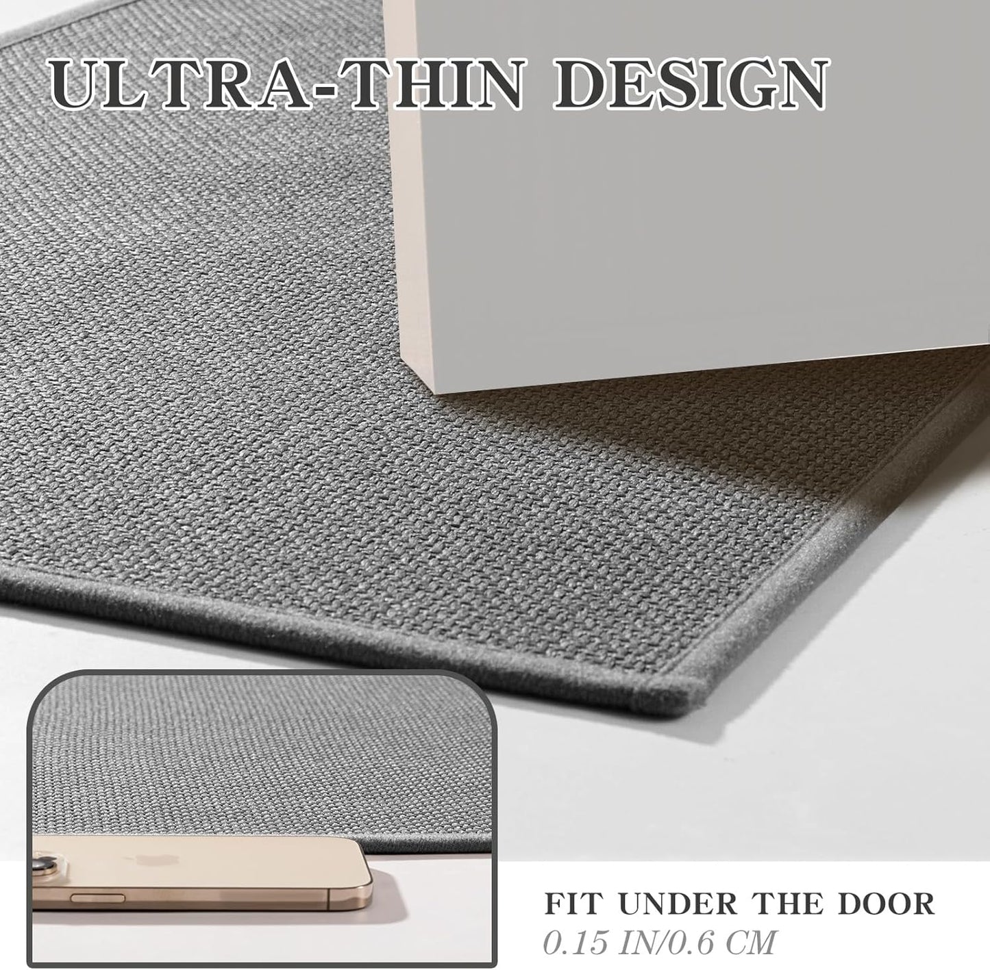 chakme Bath Mat 47x25, Ultra Thin Non Slip, Quick Dry Absorbent, Dark Grey, Large