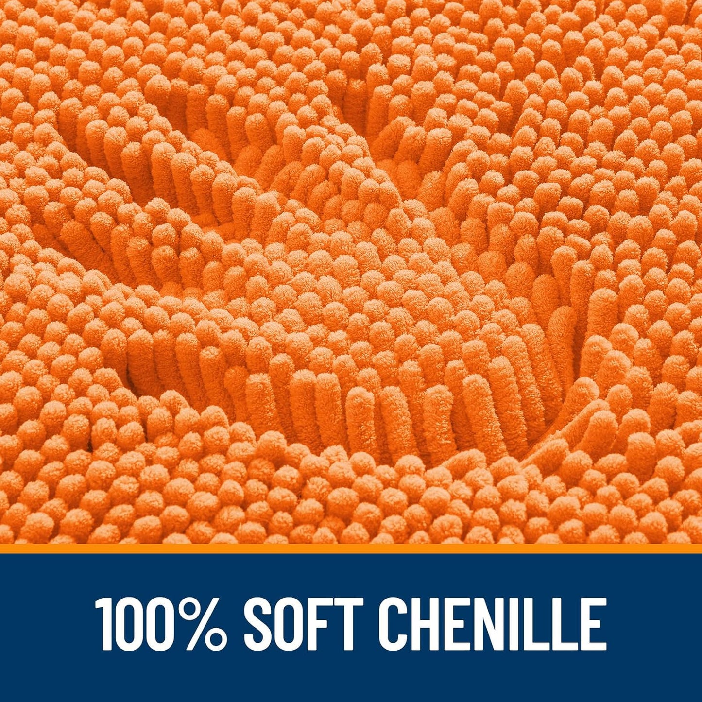 OLANLY Bathroom Rugs 36x24, Extra Soft Absorbent Chenille Bath Rugs, Rubber Backing Quick Dry, Machine Washable Bath Mats for Bathroom Floor, Tub and Shower, Home Decor Accessories, Orange