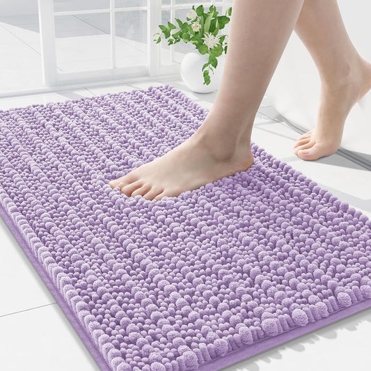 Arotive Luxury Chenille Bathroom Rug Mat, Extra Soft Thick Absorbent Shaggy Bath Rugs, Non-Slip Machine Wash Dry, Plush Bath Mats for Bathroom, Shower and Tub, 36x24, Light Purple