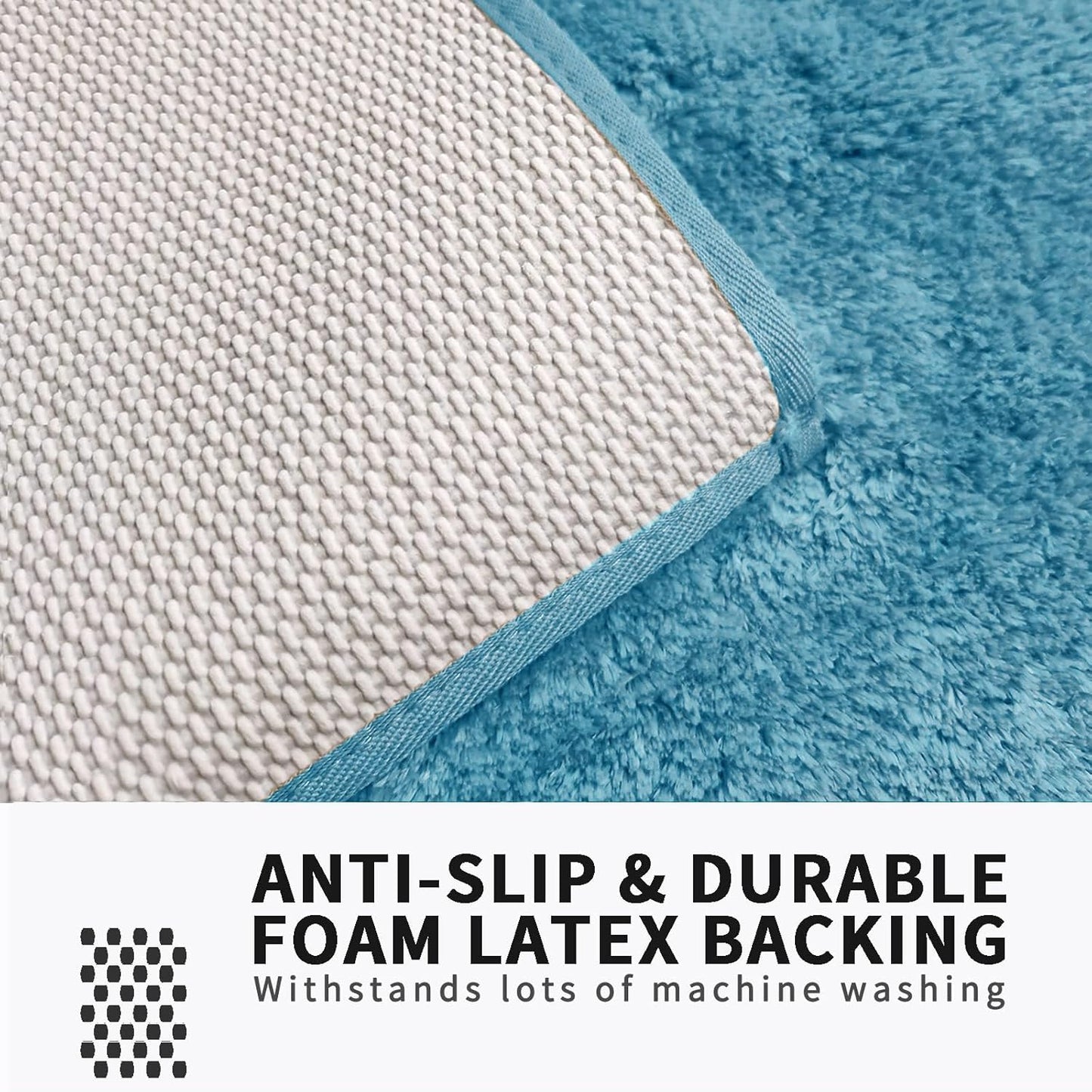 FIFU Bathroom Runner Rug 24" W x 60" L, Bath Mats for Bathroom, Bedroom & Kitchen, Non-Slip Rubber Latex Backing, Comfort & Soft Shower Bathmat & Carpet for Sink, Home & Hallways, Sky Blue