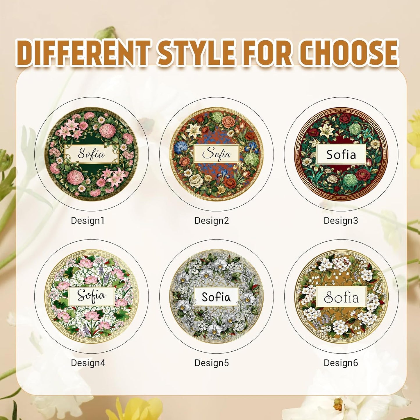 Custom Compact Mirror with Name - Personalized Flip Makeup Travel Pocket Mirror Gift for Women Bridesmaids Wedding Birthday (Classic Flower)