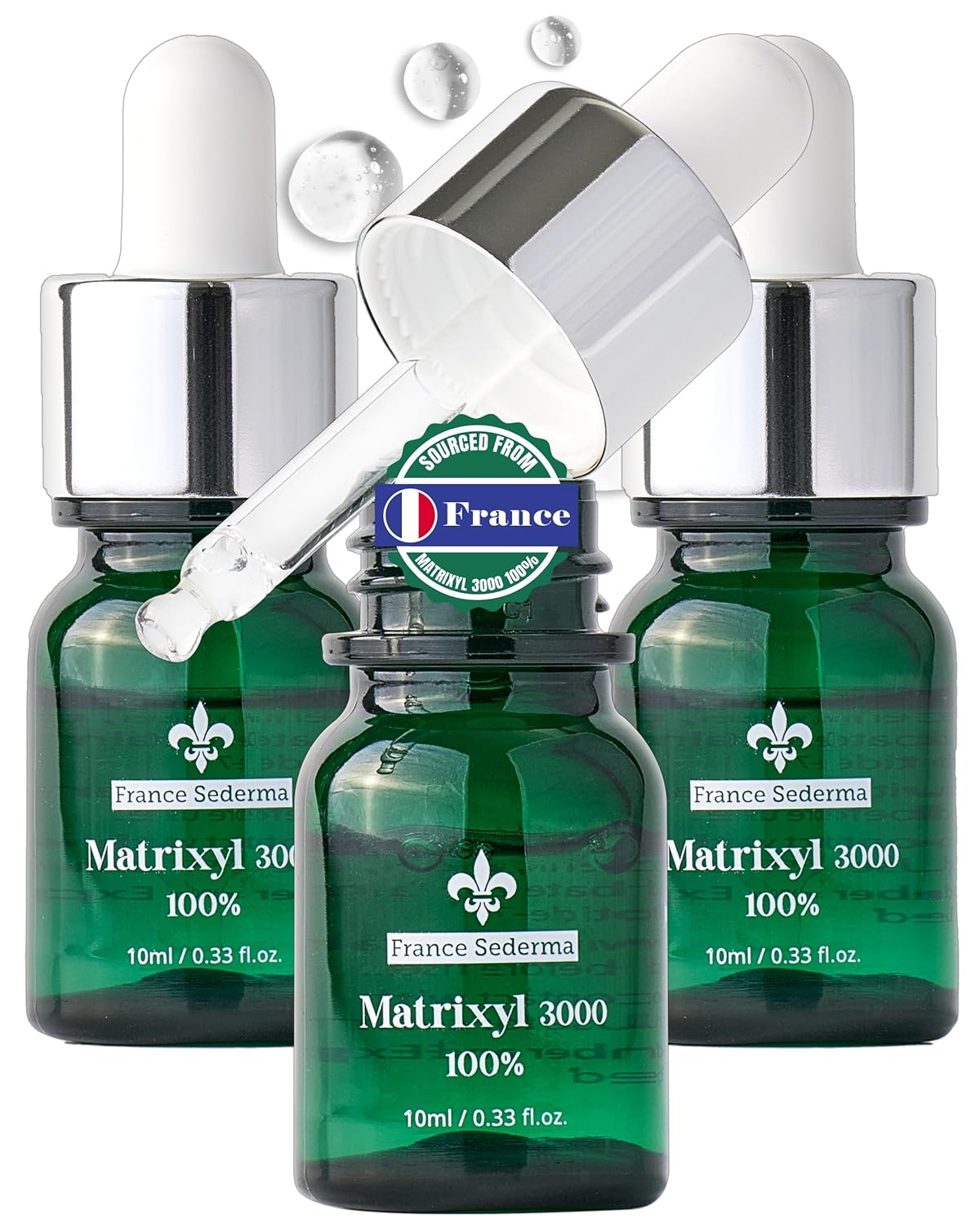 Matrixyl 3000 100% Serum Skincare – Pure Peptide Complex Anti-Aging Facial Ampoule from France Sederma, Collagen Boosting Wrinkle Treatment, Perfect for Layering & DIY, 0.33 fl.oz (10ml) 3 Pack