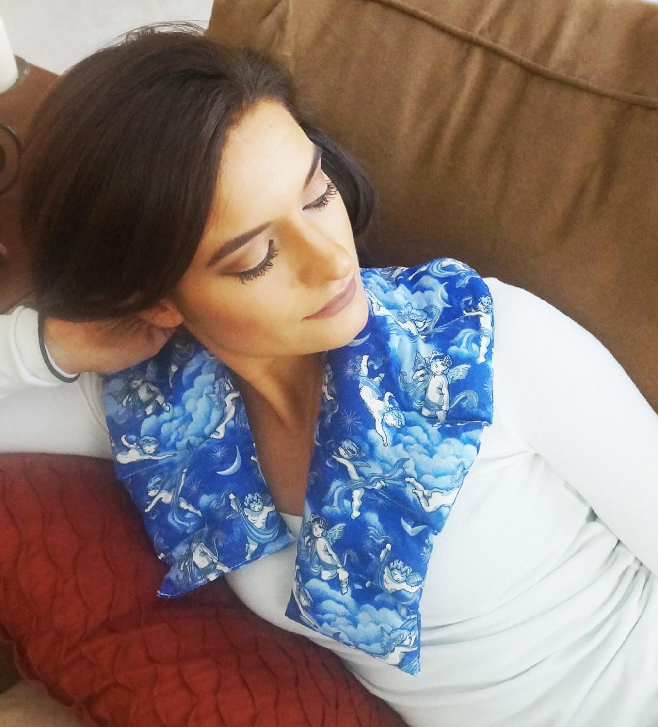 Nature's Approach Herbal Neck Wrap Microwavable Shoulder Wrap Cotton Organic Heating Pad - Cold Therapy Pain Relief for Muscle Tension Stress Reduction (Shoulder Wrap Angel)