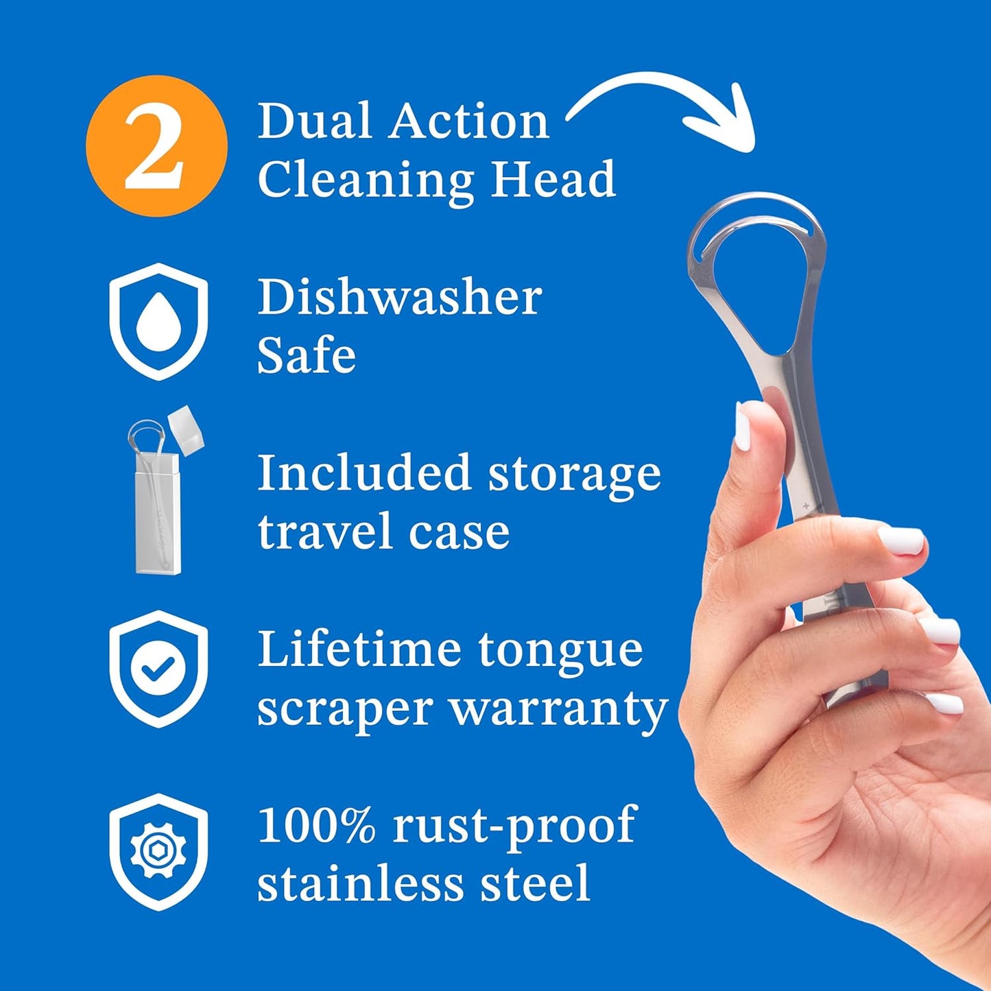 Mouthology Tongue Scraper for Adults (2 Pack), Reduce Bad Breath, Metal Tongue Scraper, Tongue Cleaner, Tongue Scraper, Stainless Steel Tongue Scraper, Tongue Cleaner for Adults, Tongue Scrubber