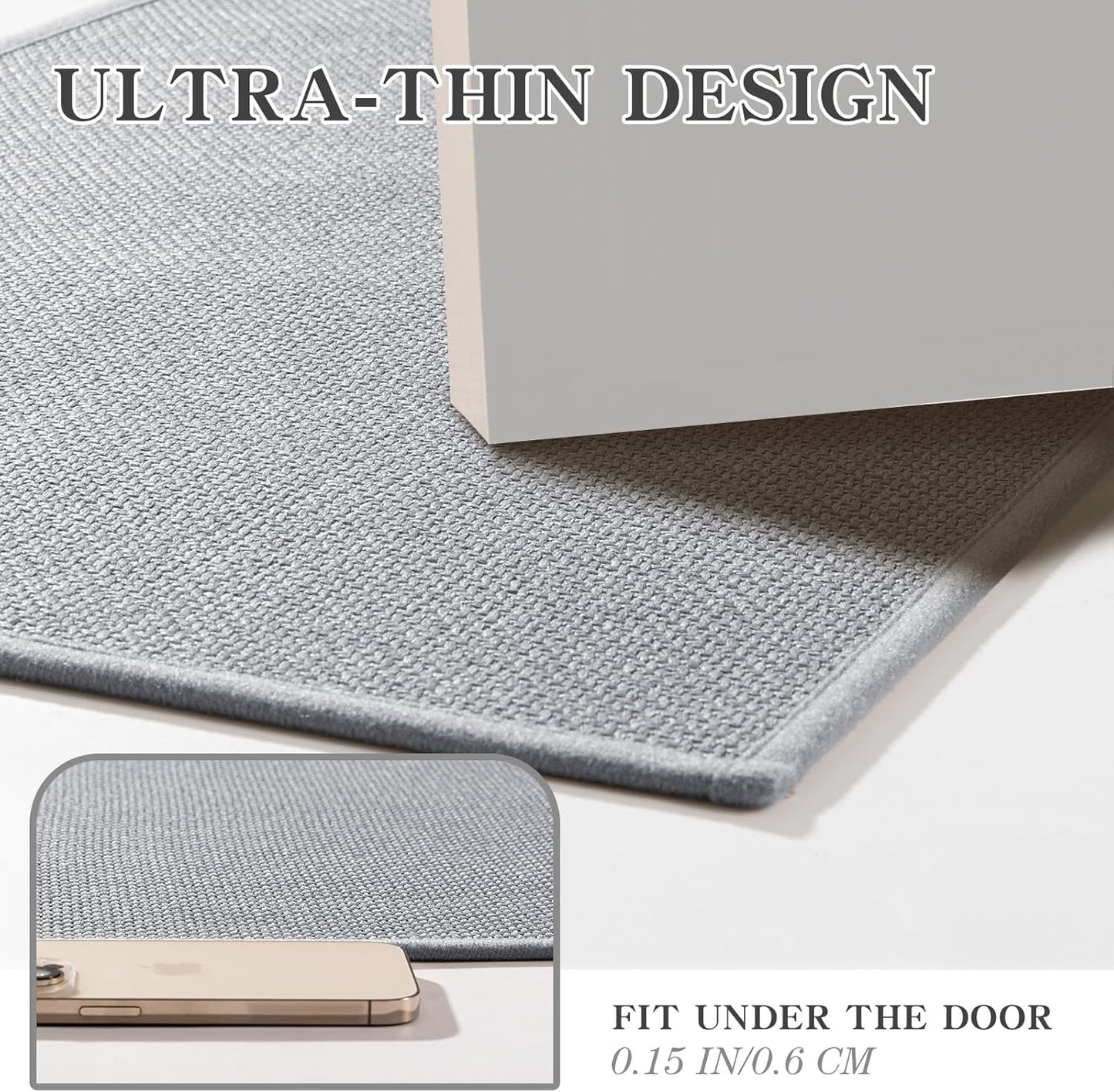 chakme Bathroom Rugs Mat 24x17, Ultra Thin Non Slip Bath Mat Small Quick Dry Absorbent Bath Mat for Bathroom Floor, (Light Grey, 24"x17")