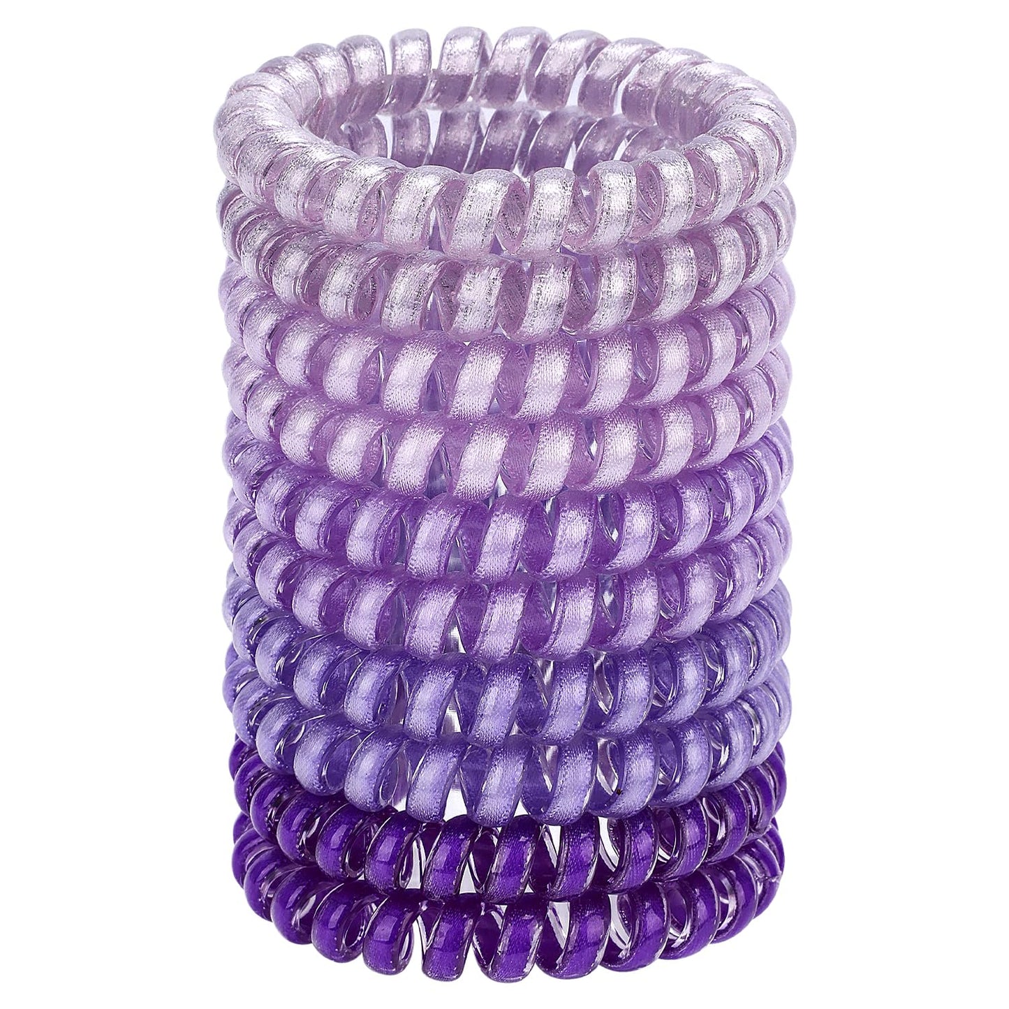 JessLab Spiral Hair Ties for Women, 10-Pack Traceless No-Damage Ponytail Holders, Coils Hair Bands for Girls, Assorted Colors