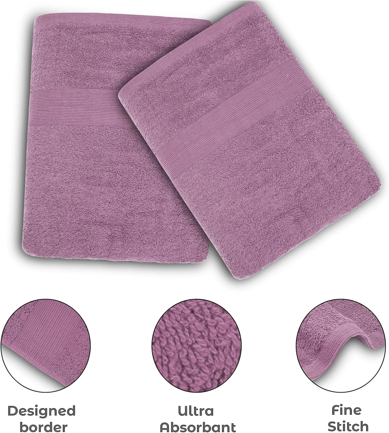 Softolle Luxury Bath Towels Set of 4 (27” x 54”) | Towels for Bathroom | Super Soft | Highly Absorbent Towels for Home, Spa, Gym (Purple Ash)