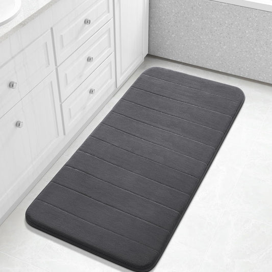 Yimobra Long Bath Mat 44"x24", Super Soft Quick Dry Memory Foam Bathroom Rug, Water Absorbent, Non Slip Backing Machine Washable for Tub Shower, Thick Comfort Support, Dark Gray