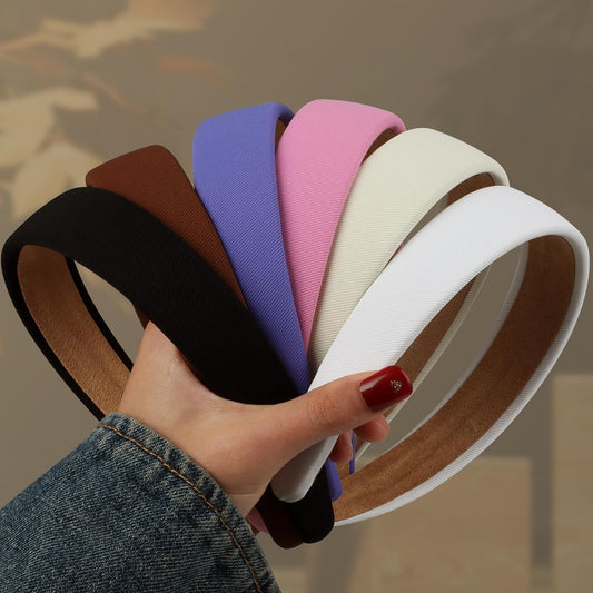6PCS Headbands for Women – 1 Inch Wide Non-Slip Elastic Hair Bands, Thick Solid Color Headbands for Girls & Women's Hair Accessories, Trendy Fall Style