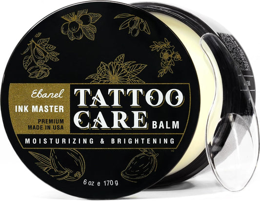 Ebanel Tattoo Balm 6oz, Premium Tattoo Aftercare Cream Brightener Ink Color Enhancing Butter Moisturizer with Herbal Essences and Essential Oils, All-Stage Tattoos Ointment After Care Kit Supplies