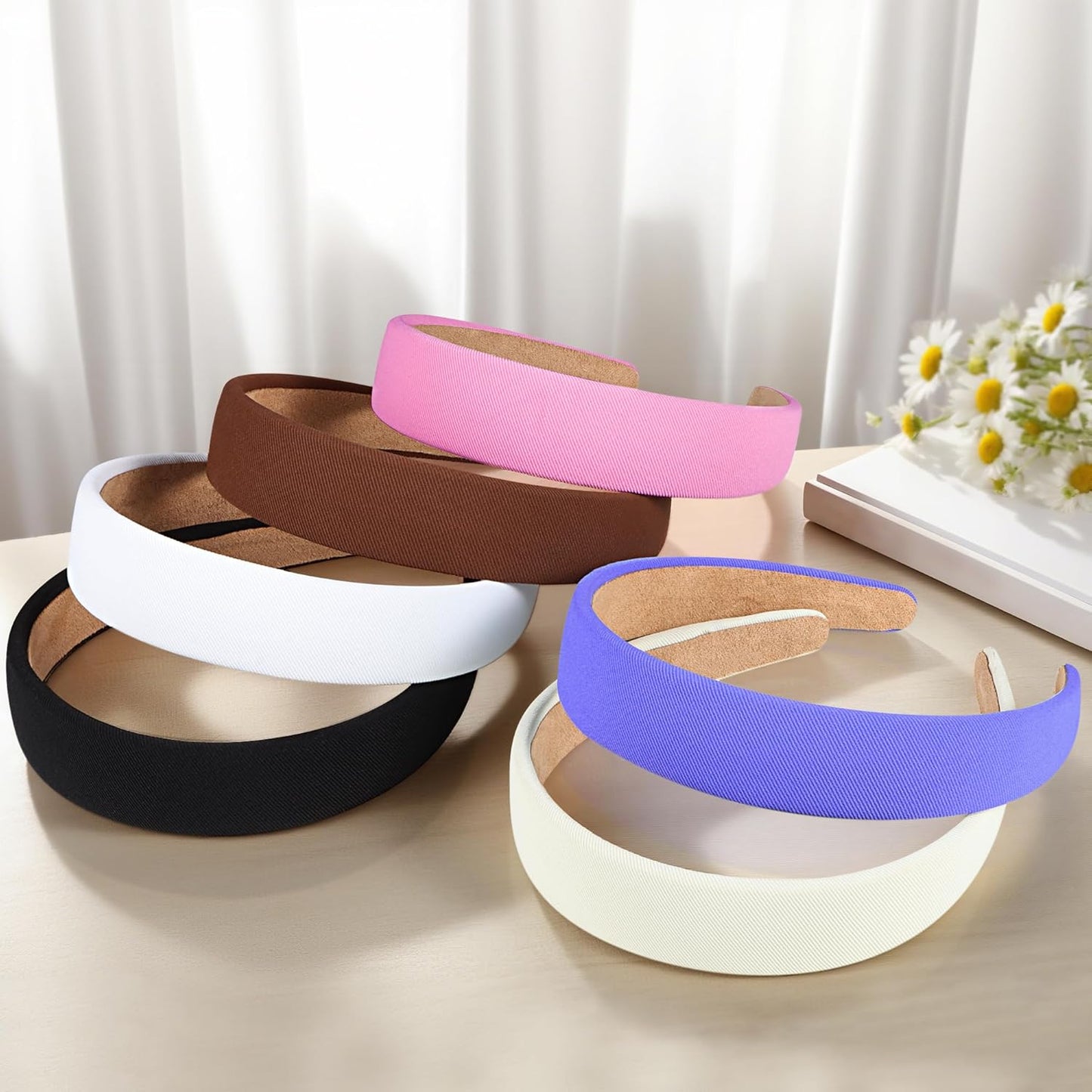 6PCS Headbands for Women – 1 Inch Wide Non-Slip Elastic Hair Bands, Thick Solid Color Headbands for Girls & Women's Hair Accessories, Trendy Fall Style