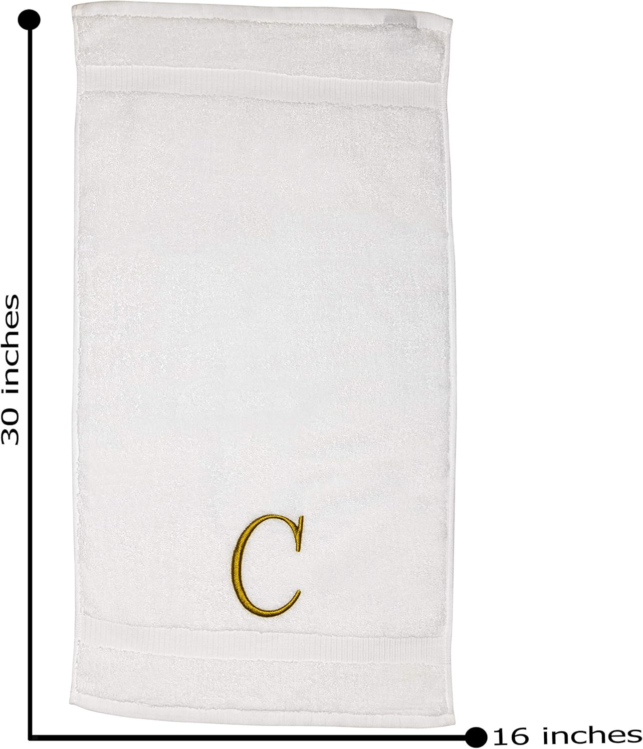 Monogrammed Hand Towels for Bathroom - Luxury Hotel Quality Personalized Initial Decorative Embroidered Bath Towel for Powder Room, Spa - GOTS Organic Certified - Set of 2 Gold Letter C