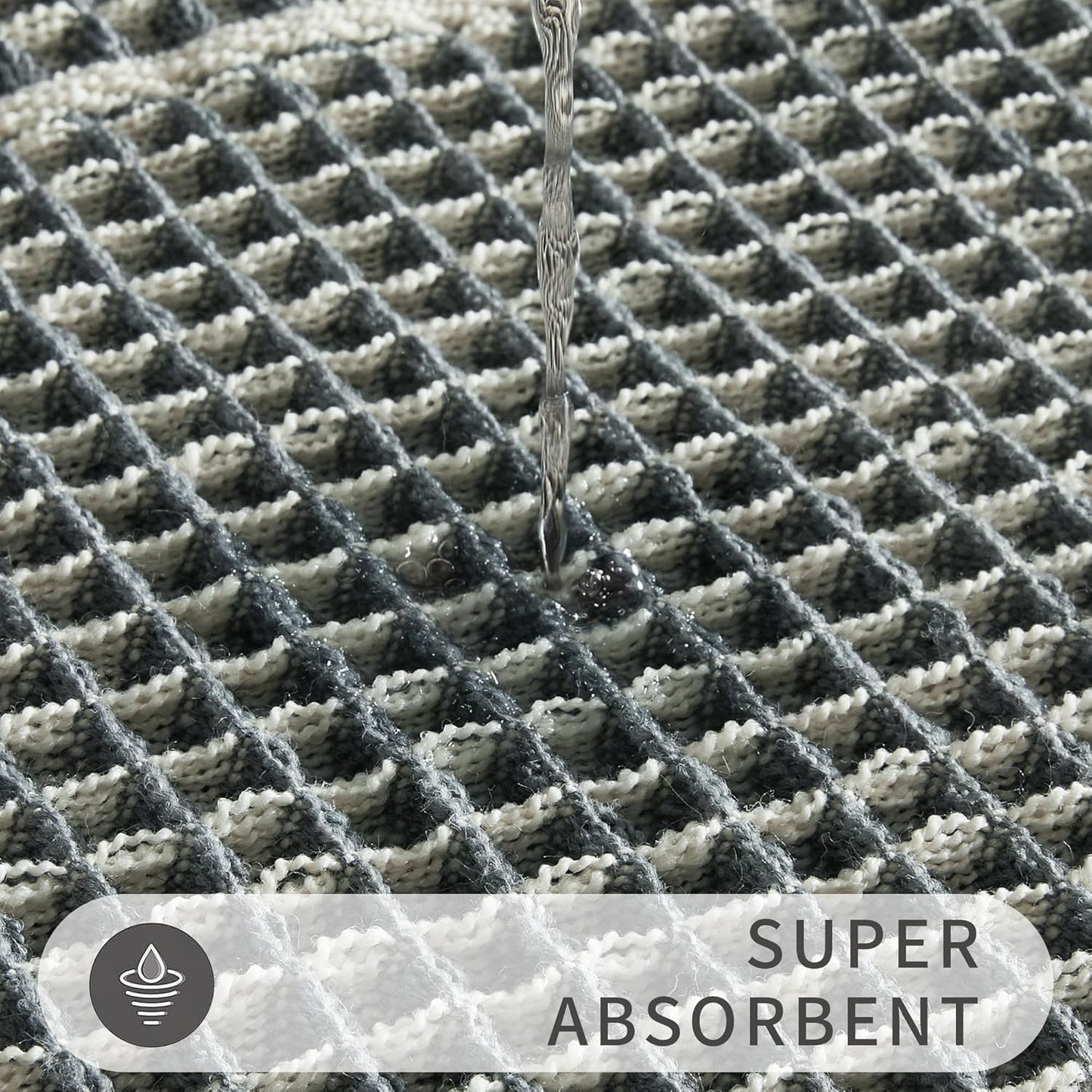 Bath Matts - Upgraded Waffle Super Absorbent, Non Slip Washable, Quick Dry Shower Mats, Ultra Soft for Bathroom Floor, Bluish Grey & Yellow, 24"*36