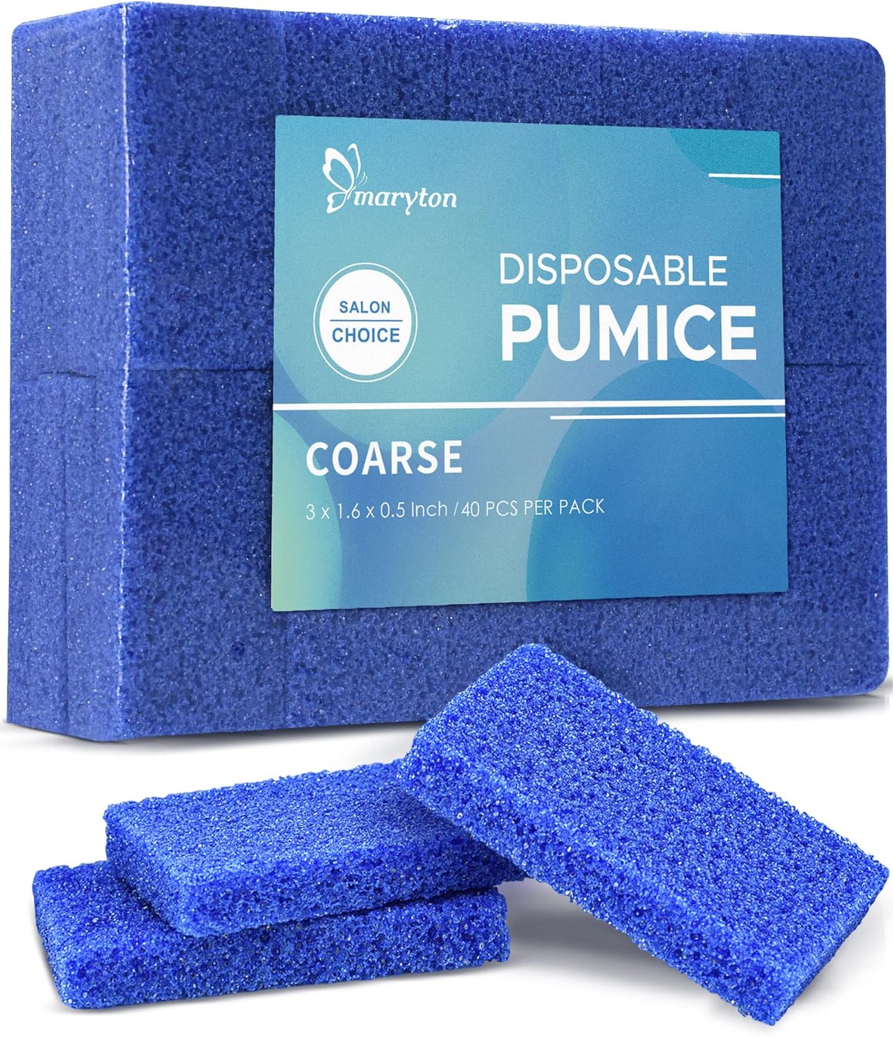 Maryton Disposable Foot Scrubber Pumice Pads, Pedicure Pumice Stone Dead Skin Callus Remover for Feet, 40Pcs (Dark Blue Coarse)