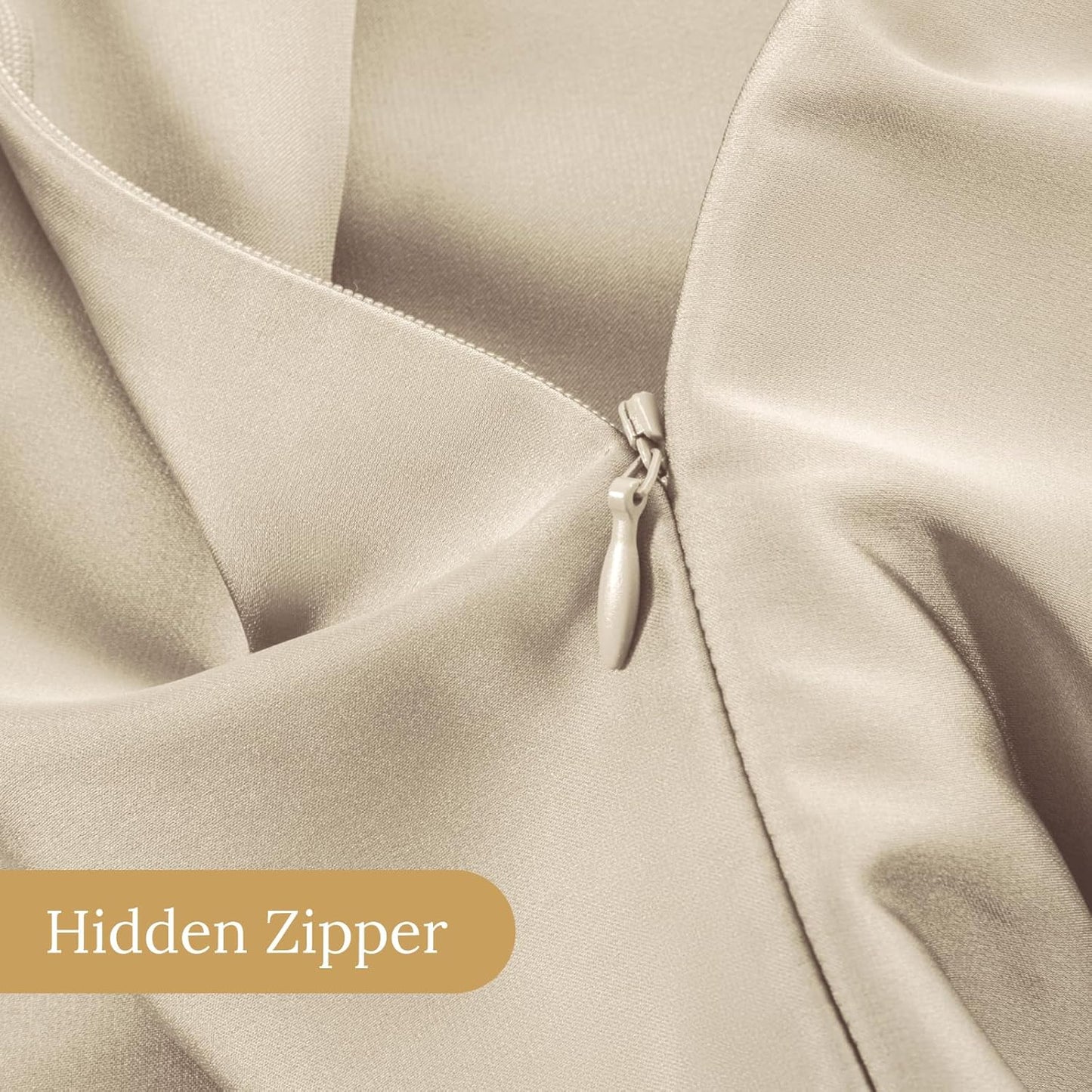 INFIIXSO Mulberry Silk Pillow Cases King Size Set of 2, Silk Pillowcase with Hidden Zipper 20"x36", Extraordinary Smooth and Soft Pillow Case for Hair and Skin(Beige, 2 Pack)