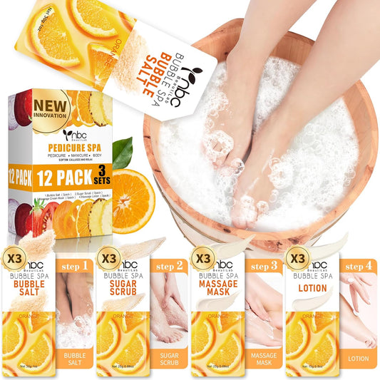 Foot Pedicure Spa Set,Foot Soak Spa Home Pedicure Kit with Bath Salt, Moisturizing Foot Scrub Cream Lotion, Foot Care for Dead Skin, Dry Cracked Feet, Make Baby Soft Feet, 3 Set