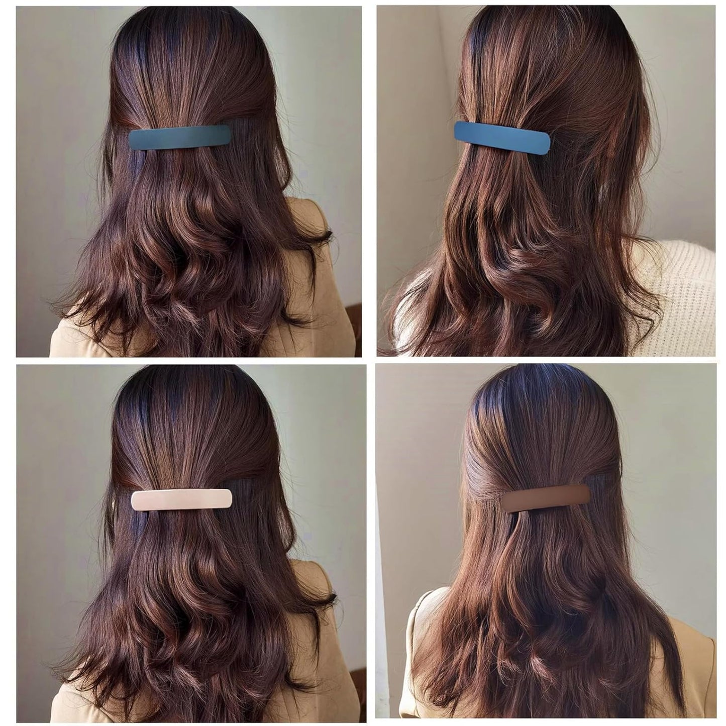 Fsmiling Hair Barrettes for Women French Hair Barrette Clip Medium Matte Hair Clips Barrette No Slip Hair Accessories 4-Pack