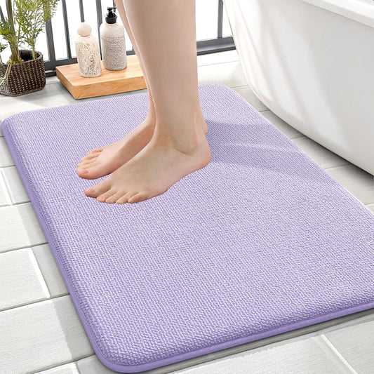 OLANLY Thick Memory Foam Bath Mat Rug 24x16, Extra Soft Absorbent Bathroom Rug, Quick Dry Bath Mats, Non-Slip, Machine Washable Carpet for Bathroom, Tub and Shower, Home Decor Accessories, Lavender