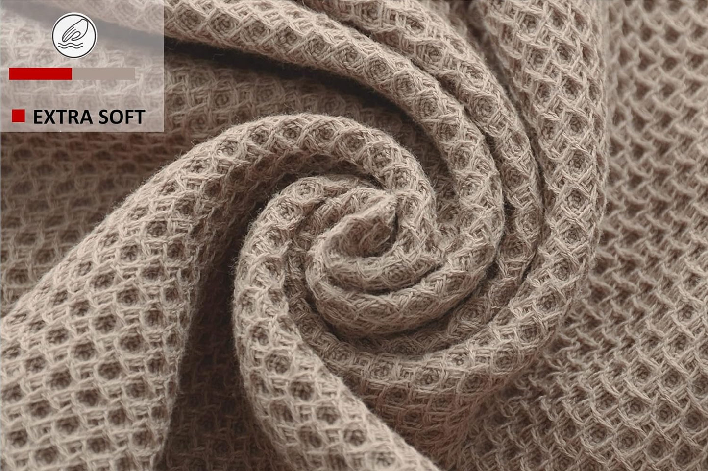 Kitchen Hand Towels 100% Cotton Waffle Weave Dish Towel for Cleaning Drying - Extra Absorbent and Soft - 13 x 28 inch (Beige+Dark Grey+Brown-6 Pack)