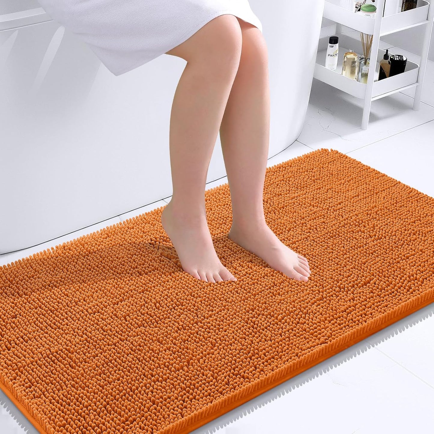 OLANLY Bathroom Rugs 44x24, Extra Soft Absorbent Chenille Bath Rugs, Rubber Backing Quick Dry, Machine Washable Bath Mats for Bathroom Floor, Tub and Shower, Home Decor Accessories, Clay