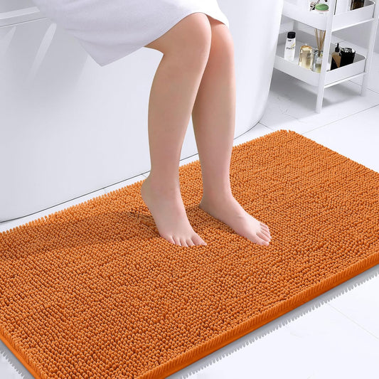 OLANLY Bathroom Rugs 44x24, Extra Soft Absorbent Chenille Bath Rugs, Rubber Backing Quick Dry, Machine Washable Bath Mats for Bathroom Floor, Tub and Shower, Home Decor Accessories, Clay