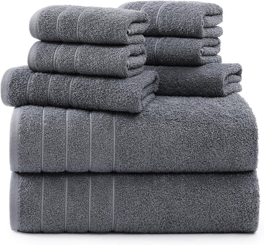 Casa Platino 100% Cotton Luxury Bathroom Towel Set - 8 Pc - Ring Spun, Quick Dry, Soft & Highly Absorbent - 2 Bath, 4 Washcloths, 2 Hand Towels - Remains Plush After Multiple Washes - Cerulean Blue