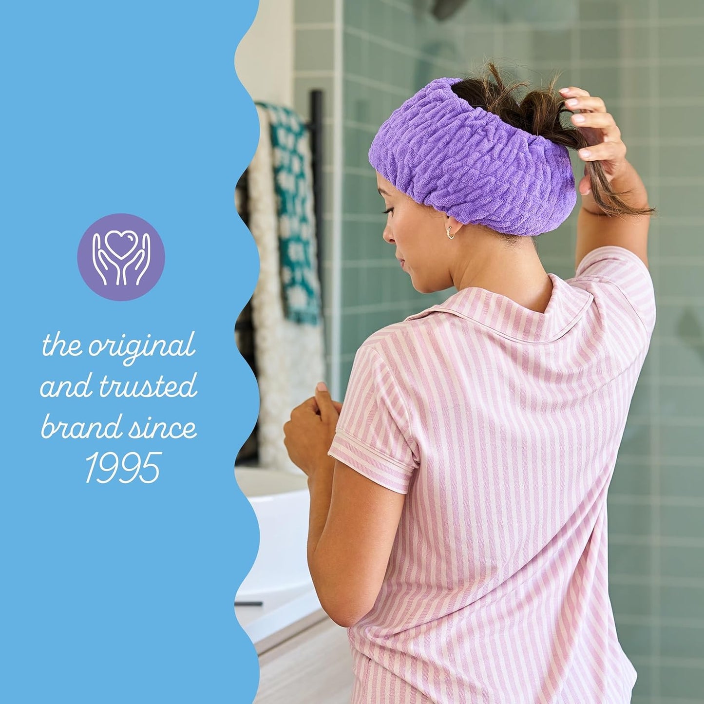 Turbie Twist 4-Pack Turbie Band for Beauty, Travel, Gifting - Microfiber Headband for Personal Care - Comfortable, Extra-Wide Spa Headband - For All Hair Types - Pink, Purple, Blue & White