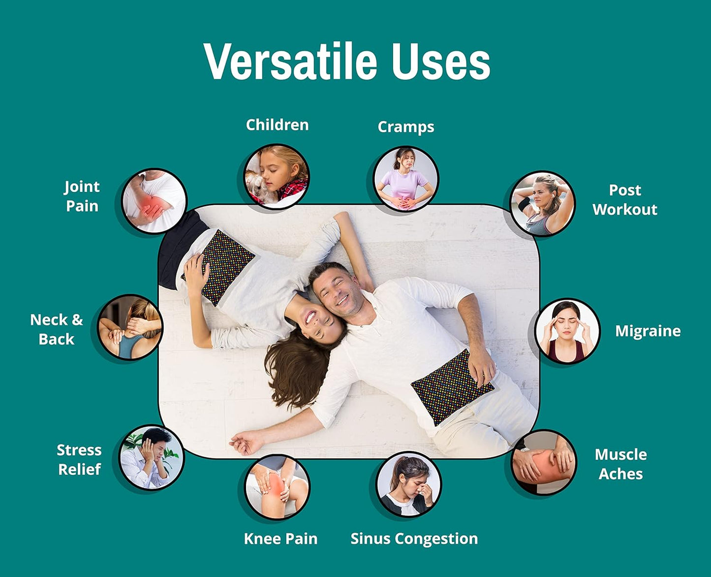 Microwavable Corn Filled Heating Pad and Cold Pack/Washable 100% Cotton Cover (Polka Dot - Multi Color, 7.5in W x 11in L)