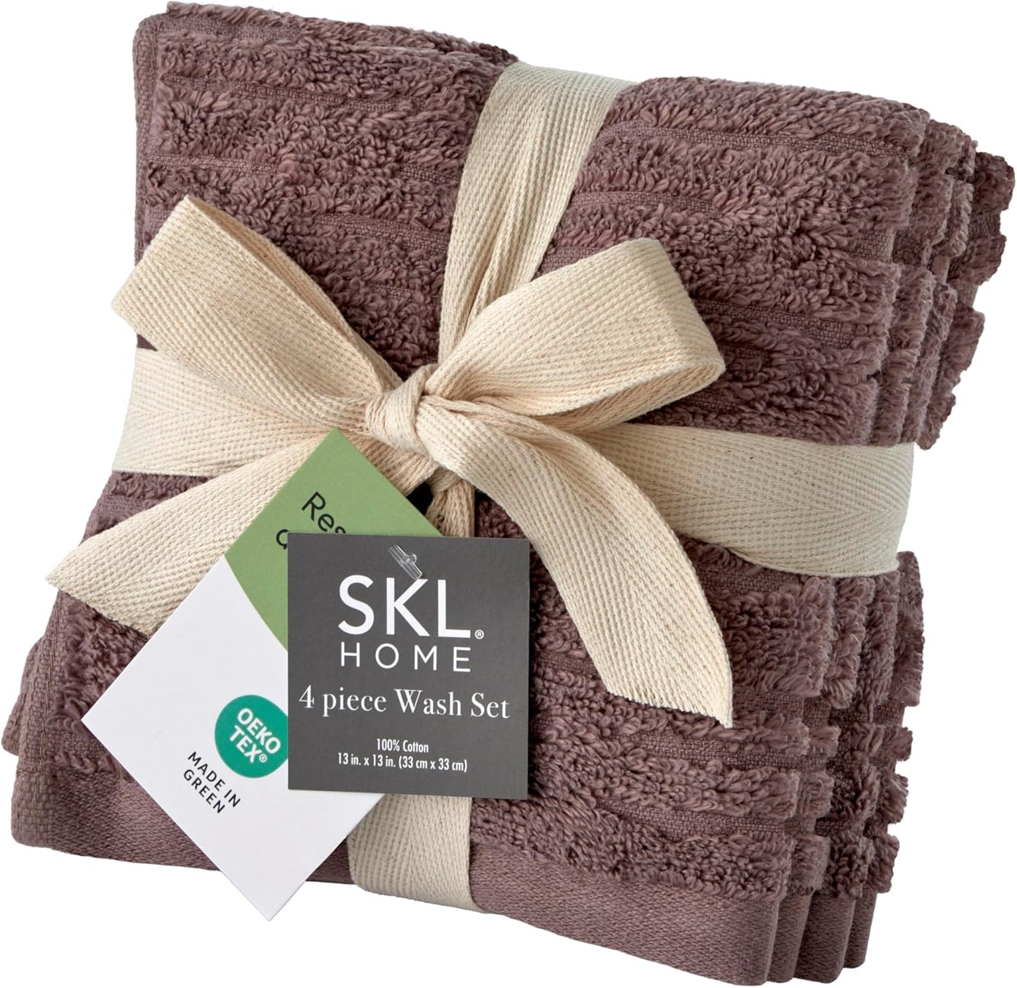 SKL Home CloudSoft Cotton Luxury 4-Piece Washcloth Set, Soft Plum